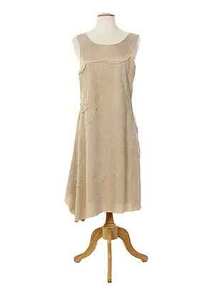 Robe mi-longue sans manche sans manche beige ALMALIBRE femme
