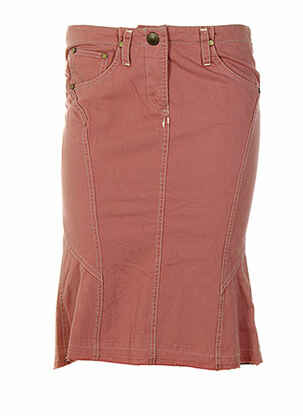 Jupe mi-longue coupe droite évasée sur le bas rose WEBER femme