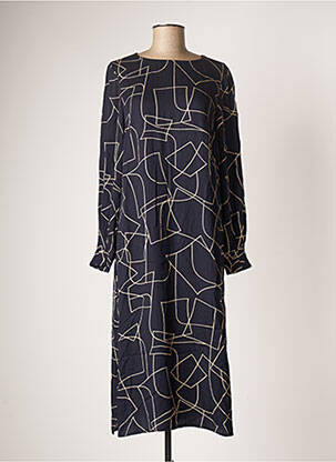 Robe mi-longue coupe fluide manches longues bleu TOM TAILOR femme