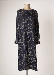 Robe mi-longue coupe fluide manches longues bleu TOM TAILOR femme