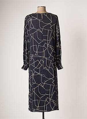 Robe mi-longue coupe fluide manches longues bleu TOM TAILOR femme