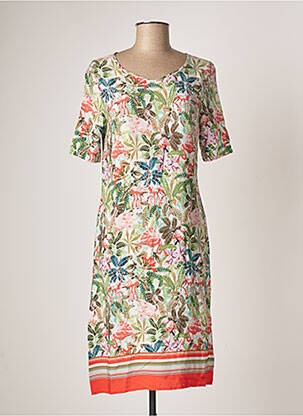 Robe mi-longue coupe fluide manches courtes vert CONCEPT K femme