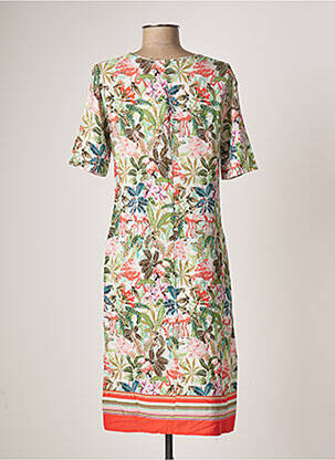 Robe mi-longue coupe fluide manches courtes vert CONCEPT K femme