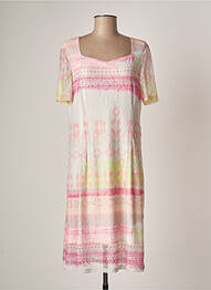 Robe mi-longue imprimé fantaisie manches courtes rose CONCEPT K femme