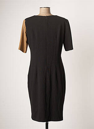 Robe mi-longue tissage crêpe manches courtes noir LOLA femme