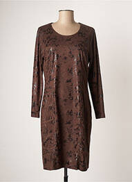 Robe mi-longue imprimé fantaisie manches longues marron GREGORY PAT femme