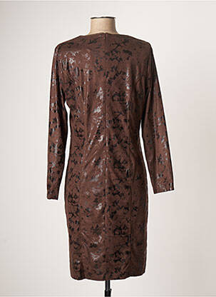 Robe mi-longue imprimé fantaisie manches longues marron GREGORY PAT femme