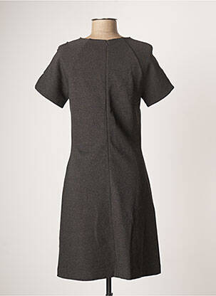 Robe mi-longue fermeture zippée au dos manches courtes gris EVA KAYAN femme