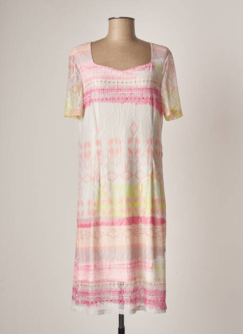 Robe mi-longue imprimé fantaisie manches courtes rose CONCEPT K femme