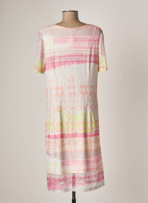 Robe mi-longue imprimé fantaisie manches courtes rose CONCEPT K femme