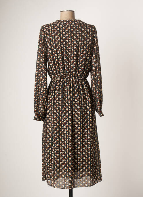 Robe mi-longue noir COULEURS DU TEMPS pour femme