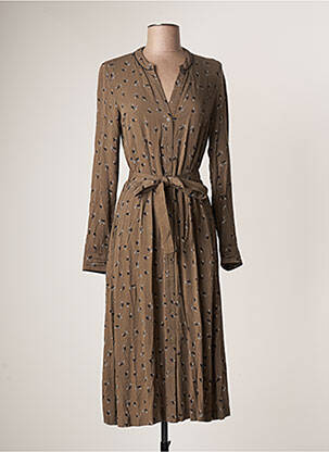 Robe mi-longue imprimé fleurs manches longues marron SANDWICH femme