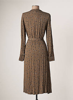 Robe mi-longue imprimé fleurs manches longues marron SANDWICH femme