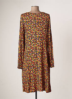Robe mi-longue imprimé fleurs manches longues jaune AGATHE & LOUISE femme