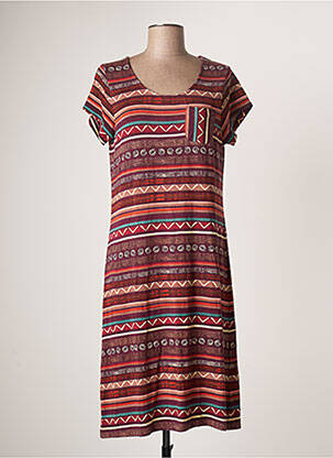 Robe mi-longue manches courtes manches courtes rouge AGATHE & LOUISE femme