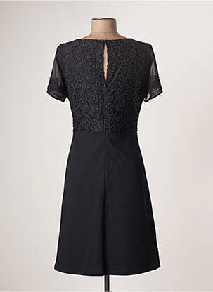 Robe mi-longue tissage crêpe manches courtes bleu EVA KAYAN femme