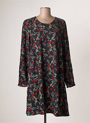 Robe mi-longue imprimé fleurs manches longues noir AGATHE & LOUISE femme