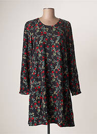 Robe mi-longue imprimé fleurs manches longues noir AGATHE & LOUISE femme