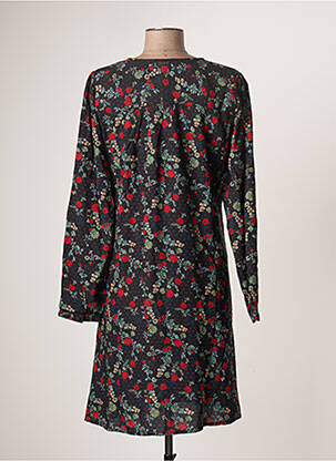 Robe mi-longue imprimé fleurs manches longues noir AGATHE & LOUISE femme