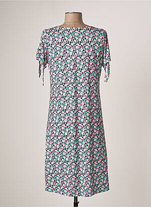 Robe mi-longue imprimé fleurs manches courtes bleu TINTA STYLE femme