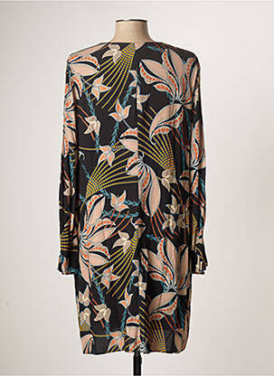 Robe mi-longue imprimé fleurs manches longues noir TINTA STYLE femme