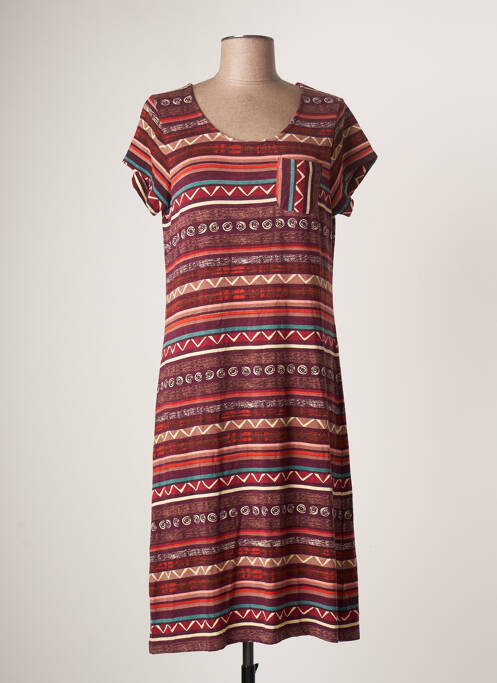 Robe mi-longue manches courtes manches courtes rouge AGATHE & LOUISE femme