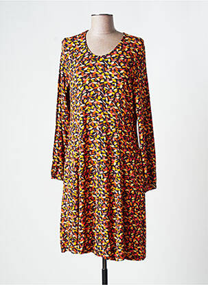 Robe mi-longue imprimé fantaisie manches longues noir AGATHE & LOUISE femme