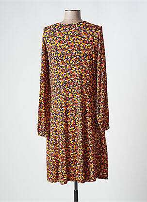Robe mi-longue imprimé fantaisie manches longues noir AGATHE & LOUISE femme