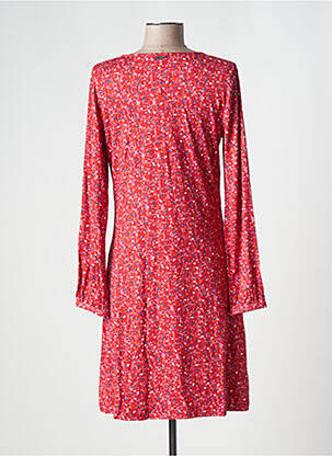 Robe mi-longue imprimé fantaisie manches longues rouge AGATHE & LOUISE femme