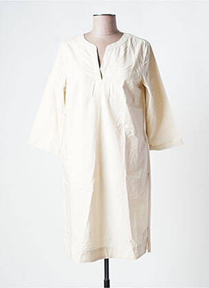 Robe mi-longue manches longues manches longues beige TOM TAILOR femme