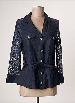 Veste casual col tailleur bleu FRANCE RIVOIRE femme