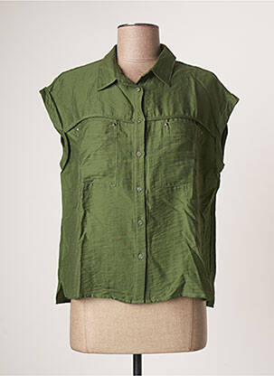 Chemisier tissage crêpe manches courtes vert ANDAMIO femme