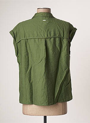 Chemisier tissage crêpe manches courtes vert ANDAMIO femme