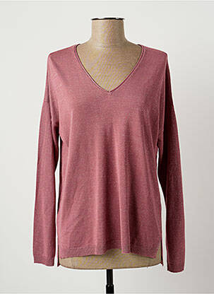 Pull col v manches longues rose EVA KAYAN femme