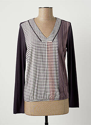 Top col v manches longues gris SANDWICH femme