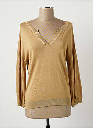 Pull col v manches 3/4 beige EVA KAYAN femme