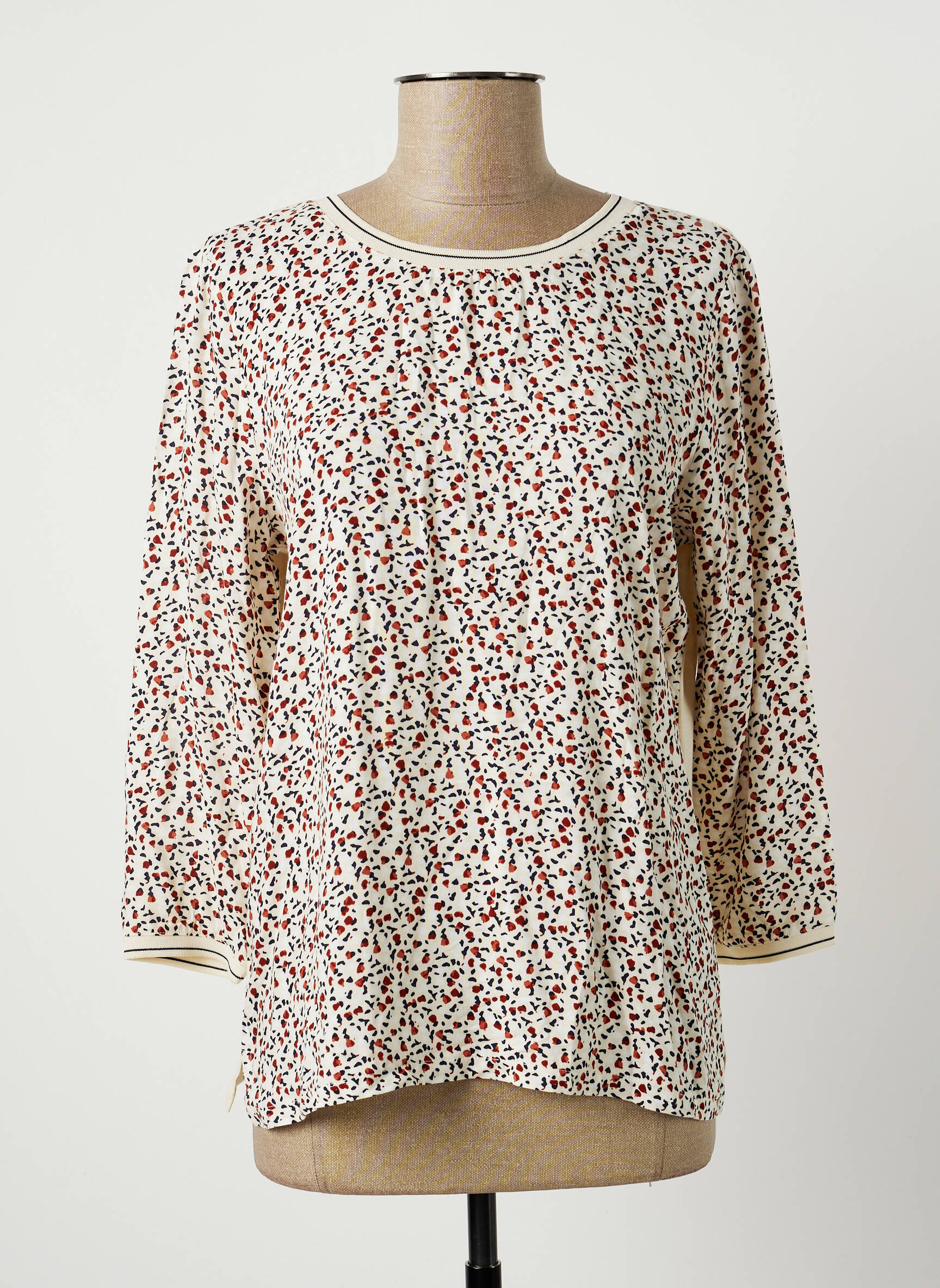 TOM TAILOR Top Donna Scollo A V Con Pizzo Sulla Spalla – Tessuto Stropicciato – Vestibilità Regolare