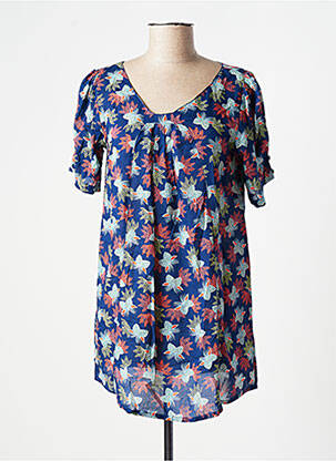 Tunique manches courtes coupe fluide bleu AGATHE & LOUISE femme