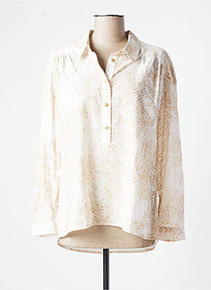 Blouse poignets boutonnés avec fente manches longues beige EVA KAYAN femme