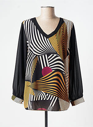 Blouse imprimé fantaisie manches longues noir COULEURS DU TEMPS femme