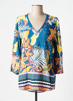 Blouse tissage popeline manches longues bleu TINTA STYLE femme