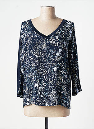 Top col v manches longues bleu TOM TAILOR femme