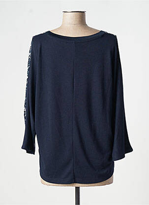 Top col v manches longues bleu TOM TAILOR femme