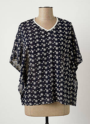Blouse imprimé fleurs manches courtes bleu MERI & ESCA femme