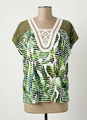 Top stretch manches courtes vert ANDAMIO femme