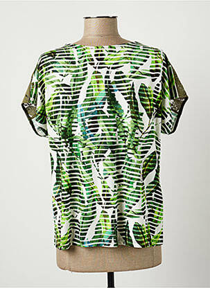 Top stretch manches courtes vert ANDAMIO femme