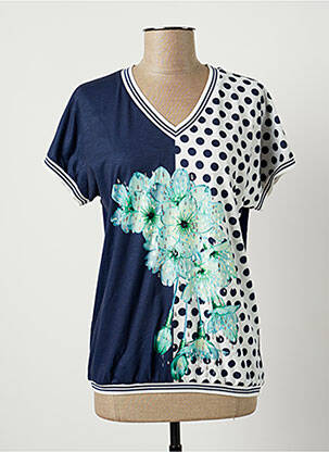 Top tissage jersey manches courtes bleu FRANCE RIVOIRE femme