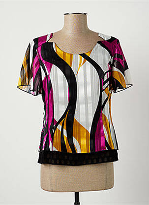 Blouse légère et transparente manches courtes noir GREGORY PAT femme