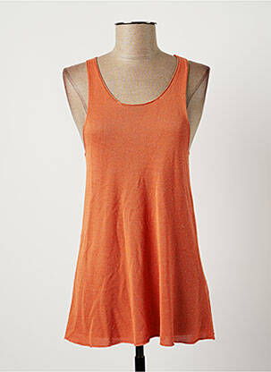 Pull col rond sans manche orange EVA KAYAN femme