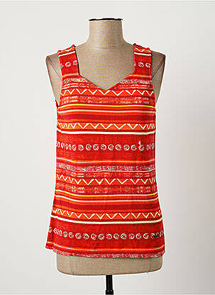 Top tissage jersey sans manche orange AGATHE & LOUISE femme